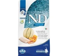 FARMINA N&amp;D OCEAN - CAT Dry Cod Shrimp moliūgas&amp;Cantaloupe KITTEN 300 gr