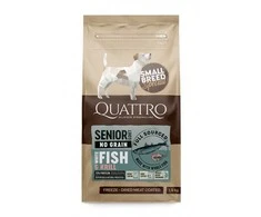 Quattro SB sausas seniems/dietinis mažų veislių šunims pašaras su balta žuvimi ir kriliu, 1,5kg