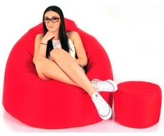 Sėdmaišis su pufu vaikams Mega Chill L, kodura, raudonas