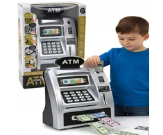 SEFJ INTERACTIVE PIGGY BANK bankomatas VAIKAMS Sidabrinis Juodas PIN COIL