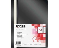 Office Products Plastikinis segtuvėlis, A4, skaidriu viršeliu, su įsegėle, juodos spalvos