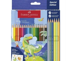 Šešiabriaunės kreidelės Dinozauras 18+6col + lipdukai - Faber Castell