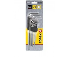 Šešiakampiai raktai TOPEX 9 vnt., 1,5-10 mm (ilgi)