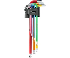 Šešiakampių raktų su rutuliniu antgaliu rinkinys HX 1,5-10 mm, 9 vnt., daugiaspalvis / ypač ilgas, „pasidaryk pats“-HKB42-EL/B