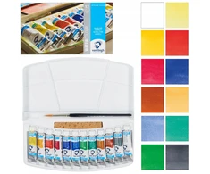 Set akvarelių - VAN GOGH - Plastikinė dėžutė 12 tūbelių 10 ml - Multicolor - Teptukas serija 191 nr. 6