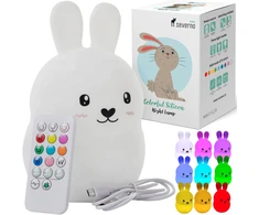 SEVERNO Kids SILIKONINĖ NAKTINĖ LEMPA VAIKAMS, MINKŠTA, SPALVINGA RGB LED USB XXL + NUOTOLINIO PULTAS