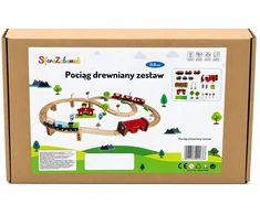 Sferazabawek MEDINIS GELEŽINKELIS, BATERIJA VARTOMAS TRAUKINIS, BĖGIŲ RINKINYS SU TRAUKINIU + Bėgiai ir tiltas