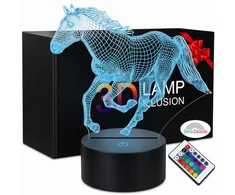 Sferazabawek Naktinė lempa 3D KOŃ LED ILUZJA PREZENT DLA DZIECI USB BATERIE + Pultas Sfera