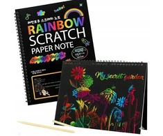 Sferazabawek RAINBOW SCRATCH PAD Magic Notebook Spiralinis nešiojamojo kompiuterio rašiklis