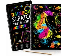 Sferazabawek RAINBOW SCRATCH PAD Magic Notebook Spiralinis nešiojamojo kompiuterio rašiklis