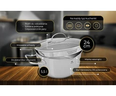 Shiori Steel Series Pro 316 indukcinis puodas 24 cm 5,5L