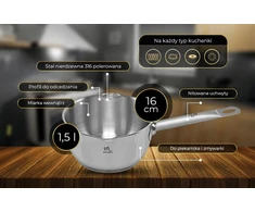 Shiori steel series pro nerūdijančio plieno puodas 16 cm