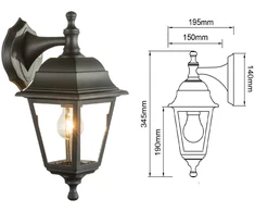 Sieninis lauko šviestuvas SPECTOR LIGHT 17303S, 1xE27, max 60W, juodos sp., 12 x 20 x 41cm