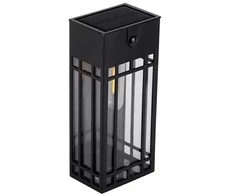 Sieninis lauko šviestuvas su saulės baterija IP44 3000K H18cm juodas