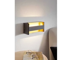 Sieninis šviestuvas Sieninis LED šviestuvas EGLO FELONICHE, 10W, 1300lm, 3000K, juodos/aukso sp., 8x10,5x23