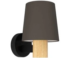 Sieninis šviestuvas EGLO EDALE, E27, 1x40W, plienas/medis, 17x19,5x24, juodos/kapučino sp.