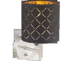 Sieninis šviestuvas GLOBO Clarke, 1 x E14, 40W, juodos/auksinės sp, 15 x 19 x 26 cm