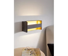 Sieninis šviestuvas Sieninis LED šviestuvas EGLO FELONICHE, 10W, 1300lm, 3000K, juodos/aukso sp., 8x10,5x23