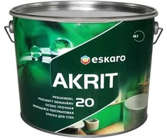 Sienų dažai ESKARO AKRIT 20, pusiau matiniai, baltos sp., A bazė, 2,85 l