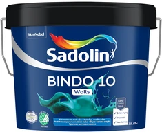 Sienų ir lubų dažai SADOLIN BINDO 10, pusiau matiniai, baltos sp., BW bazė, 10 l