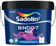 Sienų ir lubų dažai SADOLIN BINDO 7, matiniai, baltos sp., BW bazė, 2,5 l