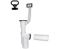 Plastbrno Sifonas virtuvės kriauklei 1 1/2X50mm su išbėgimu, perpildymu