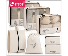 Sigos ORGANIZATORIAUS RINKINYS KELIONIŲ ORGANIZATORIUS lagaminai DRABUŽIAI SPINTOS RINKINYS 7 vnt BEIGE