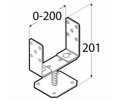 Sijų atrama PSRT, 60 - 200 x 136 x 4 mm, pritaikoma, juodos sp.