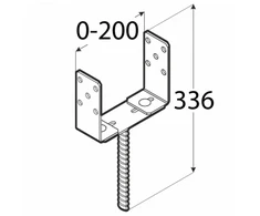Sijų atrama PSRU, 60 - 200 x 136 x 4 mm, pritaikoma, juodos sp.