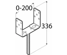 Sijų atrama PSRU, 60 - 200 x 136 x 4 mm, pritaikoma, juodos sp.