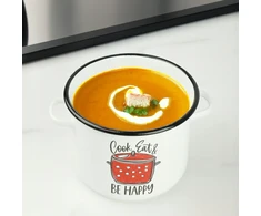 Silesia Emalia Emaliuotas puodas 5,5l "be Happy" baltas, dujinė, indukcinė
