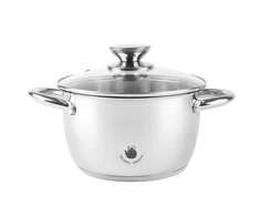 Silesia Emalia Nerūdijančio plieno puodas 1,5 l STIKLINIO DANČIO MATUOJAMAS PLIENO INDUKCINĖS DUJOS