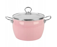 Silesia Emalia Tradicinis emalio puodas 4l MARYNA pink INDUCTION GAS Rožinis ENAMEL