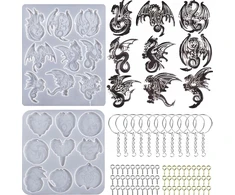 SILIKONINĖ FORMA 2 VIENETAI DRAGON RAKTŲ ŽIEDŲ DERVOS LIEJIMO pakabučiams