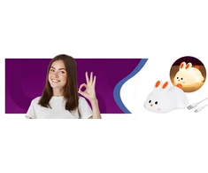 SILIKONINĖ NAKTINĖ LEMPA VAIKAMS LED LIETIMAS USB LAIKMATIS RGB STAR Baltas