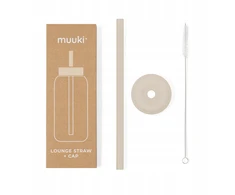 Silikoninis šiaudelis su dangteliu buteliukui 720 ml smėlio smėlio spalvos Muuki Lounge