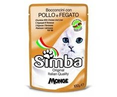 Monge Simba konservuotas pašaras katėms su vištiena ir kepenėlėmis 100g
