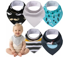 Simed BIB SET for Boy Boys Sailboat Stripes ūsai 5 vnt