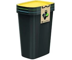 Šiukšliadėžių komplektas Prosperplast 3x35L juoda/spalvoti viršeliai