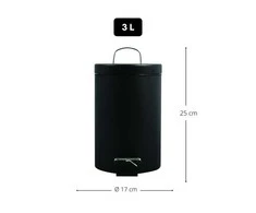 Šiukšlių dėžė MSV, su pedalu, juodos sp., 3 l