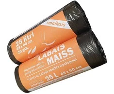 Labais Maiss Šiukšlių maišai 10 mikronų 48x60cm/25L/20vnt. juodi