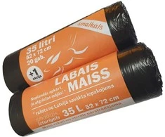Labais Maiss Šiukšlių maišai 10 mikronų 52x72cm/35L/20vnt. juodi