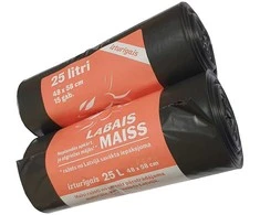 Labais Maiss Šiukšlių maišai 30 mikronų 48x58cm/25L/15vnt. juodi