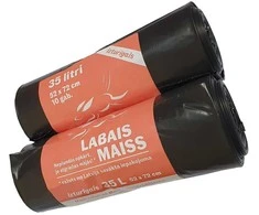 Labais Maiss Šiukšlių maišai 33 mikronai 52x72cm/35L/10vnt. juodi