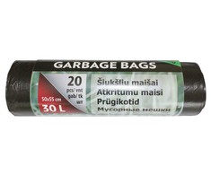 Šiukšlių maišai, juodos sp., 6 mikr., 30 l, 20 vnt.