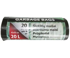 Šiukšlių maišai, juodos sp., 6 mikr., 30 l, 20 vnt.