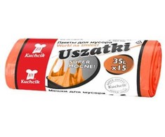 Šiukšlių maišai su rankenomis Kuchcik oranžiniai, 13 mikronų, 35L, 15vnt