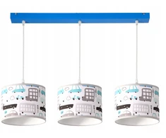 Skylighting LAMPA WISZĄCA ŻYRANDOL SUFITOWA AUTKA Mėlyna SZARE 3XE27 LED EDISON