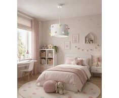 Skylighting NOWOCZESNA LAMPA SUFITOWA WISZĄCA DZIECIĘCA ABAŻUR 30CM POMPONY LED E27