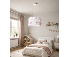 Skylighting NOWOCZESNA LAMPA SUFITOWA WISZĄCA DZIECIĘCA ABAŻUR 30CM POMPONY LED E27